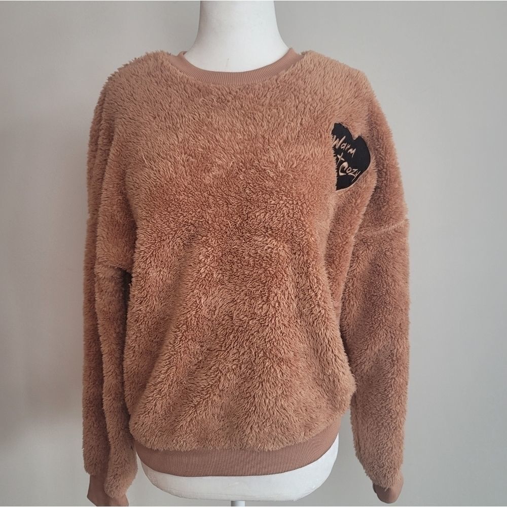 Zoe + Liv Brown Warm & Cozy Plush Teddy Sweater Size Small
